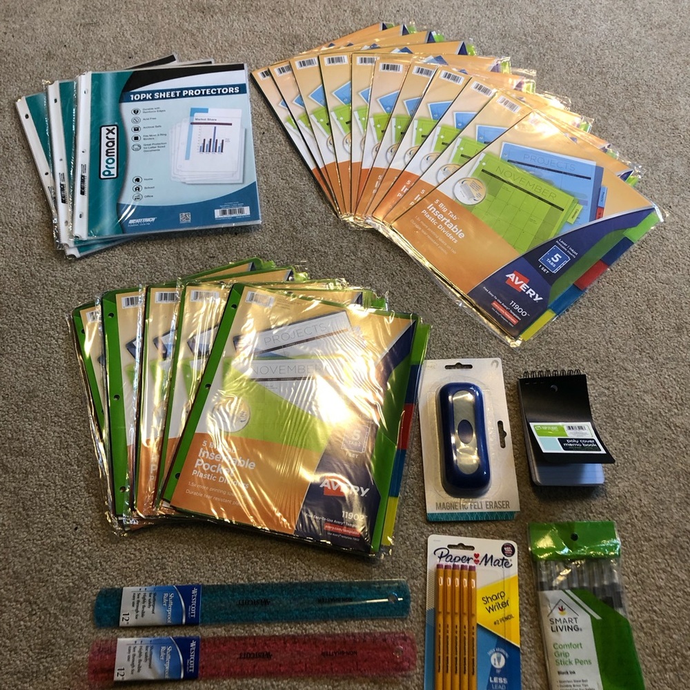 School/Office￼ Supplies￼ Lot Of Binder Folders, Pencils, Rollers, Pens & More.